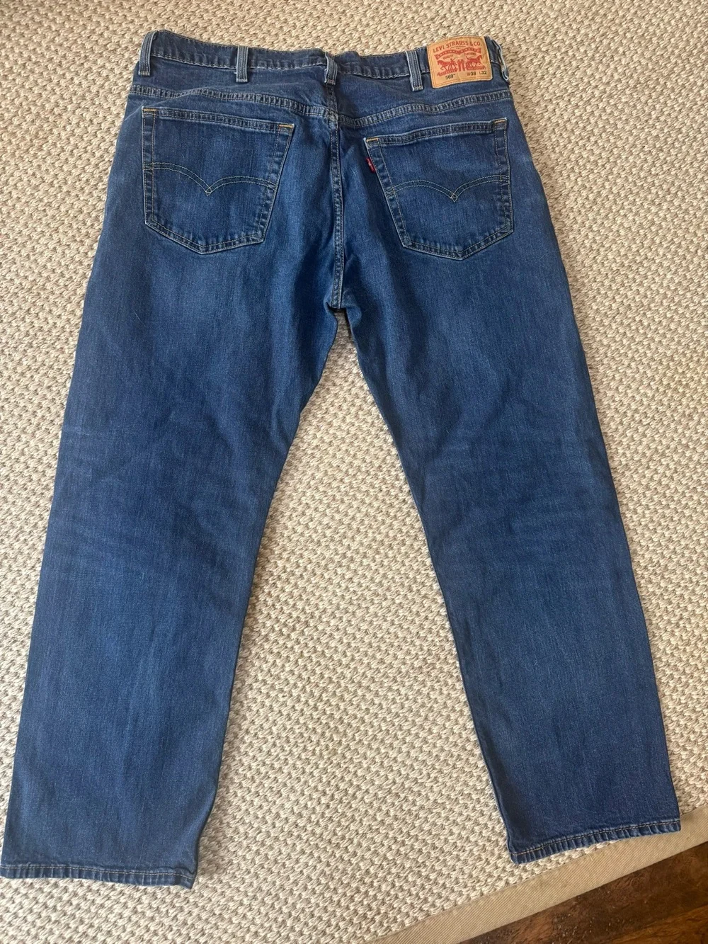Levi's Men's Dark Blue 569 Relaxed Fit Jeans with Leather Patch